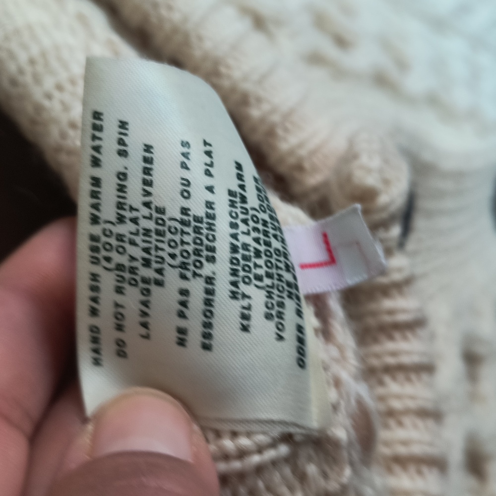 Vintage Carraig Donn 100% Wool Cream Chunky Knit Fisherman Cardigan Sz Large M - Picture 4 of 17